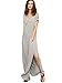 Verdusa Women's V Neck Side Pockets Split Hem Beach Long Maxi Dress A&Grey XL