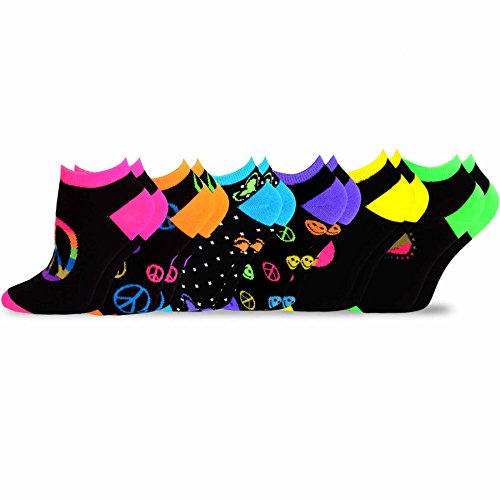 UPC 816556014664, TeeHee Womens No Show Fun Socks - Peace and Love Low Cut 6-pair Pack