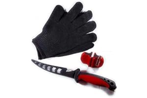 Hike-Tek Premium 6.5 Inch Fillet Knife with Sharpener and Anti-Cut Gloves Included. Portable Stainless Steel Blade with Gift Box- Best Gift Idea