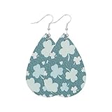 Saint Patrick's Day Earrings for Women Girls Gift, Green Drop Earrings, Leather Earrings for Women Teardrop Dangle Earrings Petal Drop Earrings Jewelry Accessory Handmade
