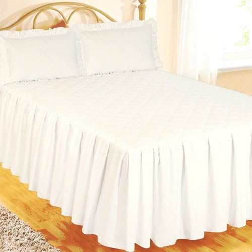 Double Bed Fitted Bedspread White With 2 Pillow Shams, Luxurious Hotel