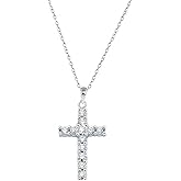 Savlano 925 Sterling Silver Cubic Zirconia Cross Pendant Necklace - 18K Gold Plated 18” Inches Cross Chain for Women Comes with a Gift Box - Made in Italy