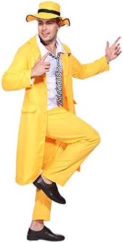90s Yellow Gangster Zoot Suit The Mask Jim Carrey Costume Fancy Dress