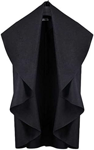 Bestdress Women's Solid Sleeveless Irregular Cape Coat