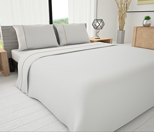 Livingston Home LH-33605 Novelty Bedding Sheet, White/Gold, Twin