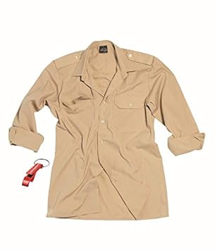 AOS-Outdoor Safarihemd Tropenhemd Deserthemd glatt khaki langarm Schlüsselanhänger