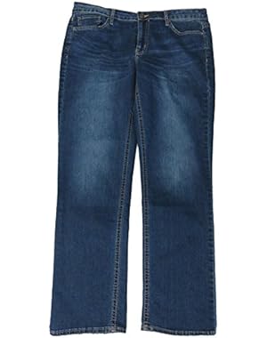 Women's Straight Jeans, Size 10-30, Blue Denim