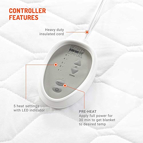 Degrees Of Comfort Twin XL Heated Mattress Pad Zone Heating Electric