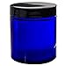 4 oz Cobalt Blue Glass Straight Sided Jar with Black Smooth Lids (12 Pack) + Small Glass Balm Jar - Airtight Smell Proof BPA Free Refillable Empty Storage Containers