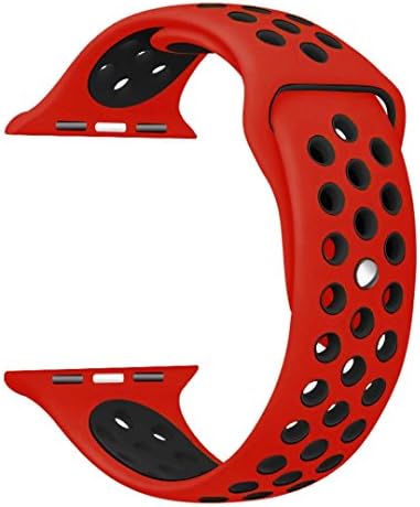 StarMoring Soft Silicone Sport Band Replacement Wrist Strap for iWatch Apple Watch Series 1 Series 2,38mm,M/L,Red and Black
