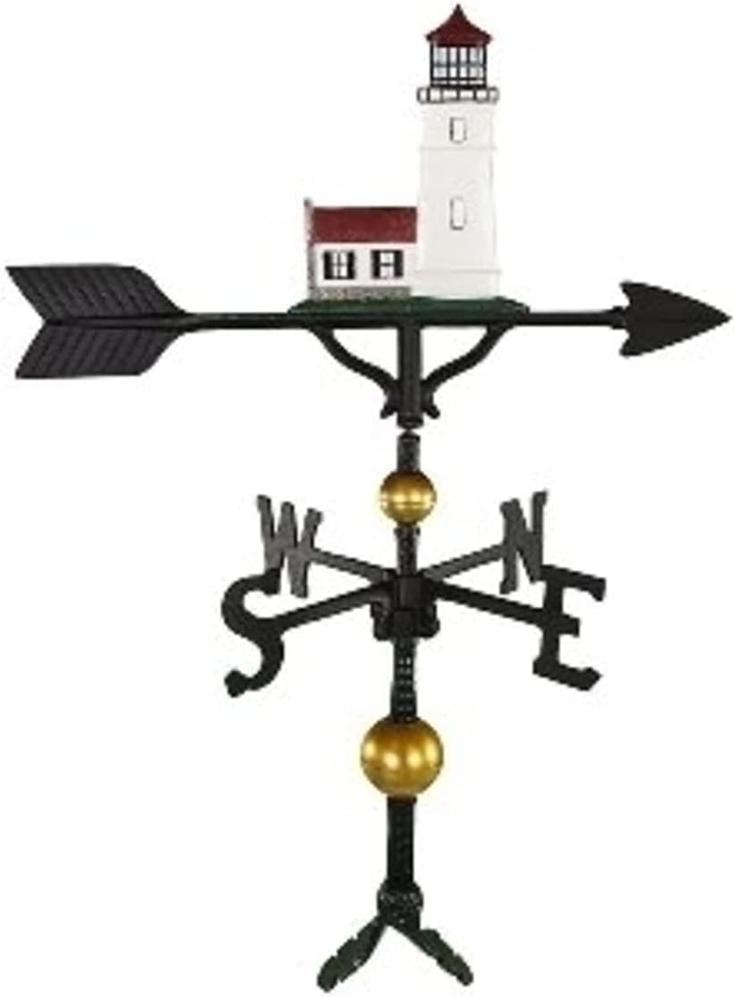 Weathervanes - Montague Metal Products 32-Inch Deluxe Weathervane with Color Cottage Lighthouse Ornament