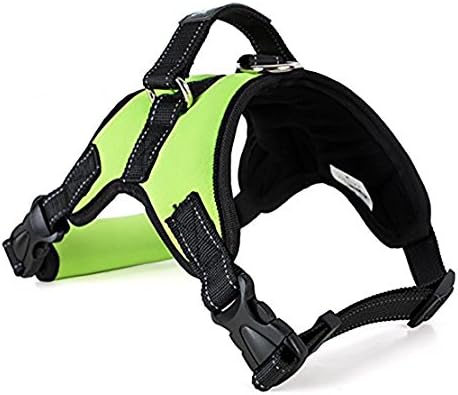 Dog Harness Vest No Pull, Vfine Diving Cloth Adjustable Heavy Duty reflective Pet Harnesses with Handle for Small Medium Large Dogs Walking Hiking Training Safety Control, S, Green