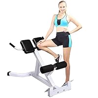 Ferty Back Hyperextension Fitness Bench, Adjustable Roman Chair 45 Degree AB Back Exercise Machine Sport Gym Indoor Equipment - White & Black