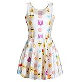 Ninimour- 3D Digital Print Emoji Print Skater Clubwear Ball Party Dress