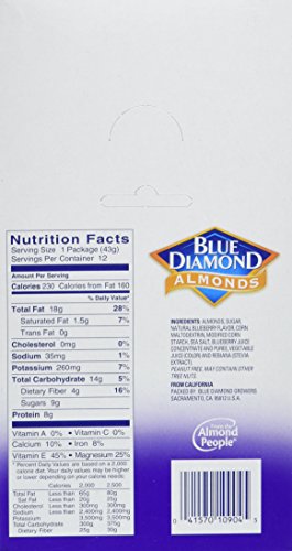 Blue Diamond Almonds Blueberry Flavored Snack Nuts, Single Serve Bags (1.5 oz, Pack of 12) - Image 4