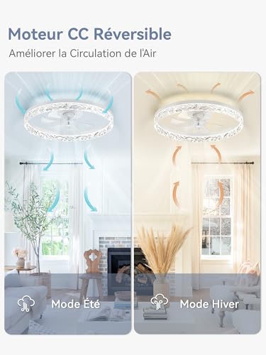 ZMISHIBO Ceiling Fan, Ø50.8 cm, Led 3000K-6500K Dimmable 10%-100%, Ceiling Fan with Light, 6 Speed, Quiet, Timer, App & Remote Control, Modern