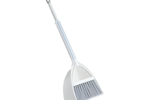 Mini Broom with Dustpan, Little Housekeeping Helper Set Broom and Dustpan Set Small Cleaning Set (Grey White)