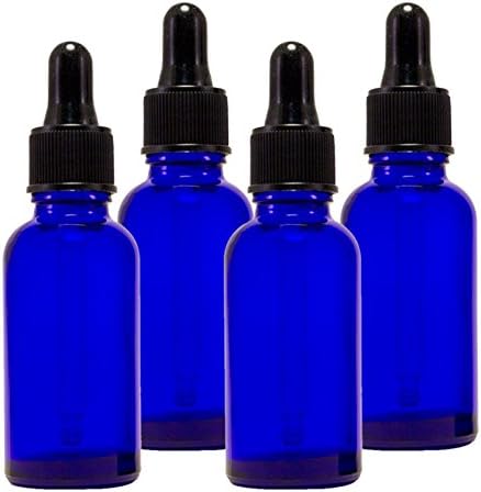 IRISFLY 1oz 30ml Cobalt Blue Glass Droppe Bottles for Essential Oils, tinctures, Cosmetics , Pack of 4