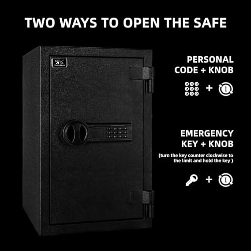 Heavy Duty Large Fireproof Safe, 1.8 Cubic Feet Home Safe Box – Sturdy Steel Digital Safe with Keypad Lock for Home Office Business Use