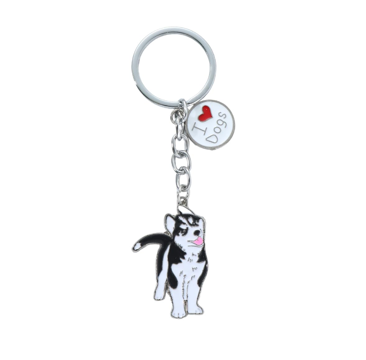 Blue Dream Island Realistic Dog Keychain,Cute Dog Patter Key-Ring Metal Dog ID Tag Pendant Dog Lovers Keyfob Charm Bag Pendant Gift_Husky