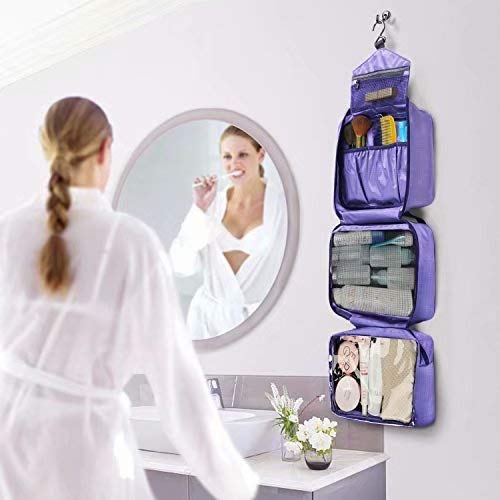 6.8L Hanging Toiletry Bag for Women, Toiletry Bag Organizer with 4 Compartments, Cosmetic Bag for Girls, Foldable Bathroom Kit, Portable and Waterproof Compact Travel Bag.(Purple) 6 6.8L Hanging Toiletry Bag for Women, Toiletry Bag Organizer with 4 Compartments, Cosmetic Bag for Girls, Foldable Bathroom Kit, Portable and Waterproof Compact Travel Bag.(Purple)