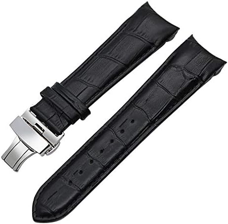 Henziy-Watch-Straps-OAKJ2154 Curved End Genuine Calf Leather Watchband for Bands1033 Wristwatch Watch Band Butterfly Buckle Strap Wrist Bracelet 22Mm 23Mm 24Mm