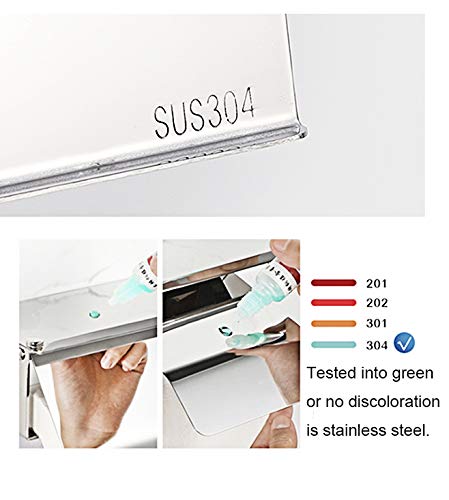 Bearstar Toilet Paper Holder with Shelf Tissue Holder for Bathroom Toilet Paper Roll Holder with Cover SUS 304 Stainless Steel Wall Mounted - Thumbnail 3