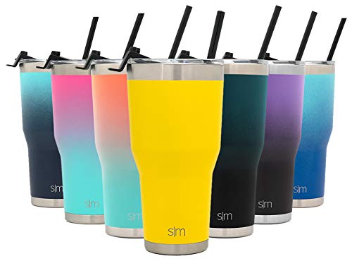 Simple Modern 30oz Cruiser Tumbler with Straw & Closing Lid Travel Mug Gift Double Wall Vacuum Insulated - 18/8 Stainless Steel Water Bottle -Sunshine