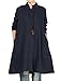Mordenmiss Women's Cotton Linen Full Front Buttons Jacket Outfit with Pockets Style 1 XL Navy