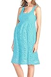 Beachcoco Women's Maternity Knee Length Sleeveless Lace Dress (S, Aqua Blue)