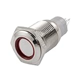 Angel Eye RED Led Light 16mm 12V stainless Steel Switch Latching Push Button