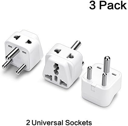 HOOPOU India Grounded Universal Adapter Outlet Plug(Type D) - 3 Pack, 2 in 1 Worldwide International Travel Plug Adapter set for India, Nepal, Namibia, Kenya, Sri Lanka, Maldives