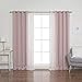 Best Home Fashion Mix & Match Tulle Sheer Lace & Blackout Curtain Set - Antique Bronze Grommet Top - Dusty Pink - 52