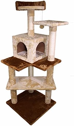 Hiding Multiple Platforms Cat Kitty Furniture Activity Scratching Tree Bed Comfortable Playhouse Condo (19"W x 19"L x 50"H)