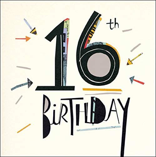 Illustrated Boy's 16th Birthday Card from The Mambo Range - Age 16 - Silver Foil Finish - for Him