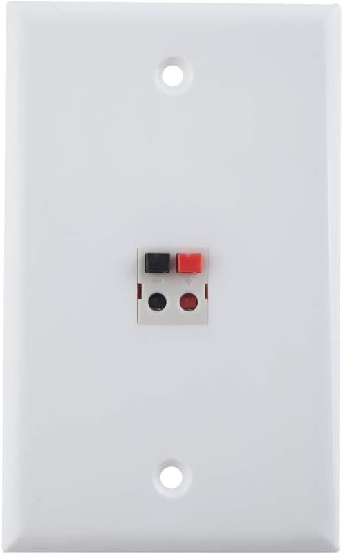 TENINYU 1 Port Speaker Jack Speaker Module Keystone Single Gang Wall Plate Speaker Wall Plate for Home Theater - White (1-Port)