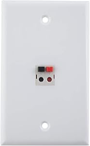 TENINYU 1 Port Speaker Jack Speaker Module Keystone Single Gang Wall Plate Speaker Wall Plate for Home Theater - White (1-Port)