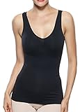 Beilini Women's Tank Top Cami with Tummy Firm Control Shaper Feature Black L