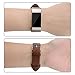 iGK Leather Replacement Bands Compatible for Fitbit Charge 2, Genuine Leather Wristbands Coffee Brown with Metal Connectors