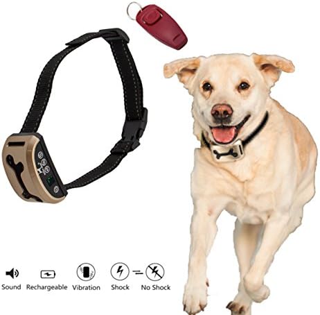 New And Improved 2018 Rechargeable No Bark Collar- Smart Detection Dual Anti-Barking Modes: Beep+Vibration/Shock for Sm, Med, Lg Dogs. 100% Waterproof, Includes Red Dog Clicker and FREE E-BOOK