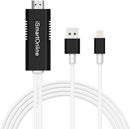Lightning to hdmi,lightning digital av adapter cable,iSmartOnline lightning to HDMI video adapter compatible with iPhone 5/6/7/8/X,iPad touch to HD 1080P TV, Monitor ,Projector