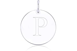 LGSY 925 Sterling Silver Mini Initial Disc Round Charm Pendant for Women Jewelry