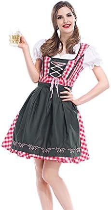 Jimcoser Halloween Women's Sweetie Oktoberfest Lederhosen Costune Ladies' Bavarian Bar Maid Cosplay Skirt Costume