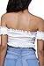 Women's Sexy Off Shoulder Ruffle Crop Top Short Sleeve Ribbed Bustier Bandeaux S White