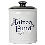 Cottage Creek Tattoo Gifts Round Ceramic Tattoo Fund Jar/Tattoo Addict Tattoo Artist [White]