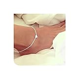 Sankuwen Simple Heart Ankle Bracelet Chain Beach Foot Sandal Jewelry, Silver