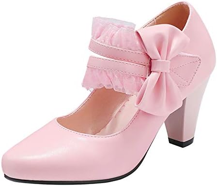 TAONEEF Girls Candy Block Heel Pumps Hook and Loop