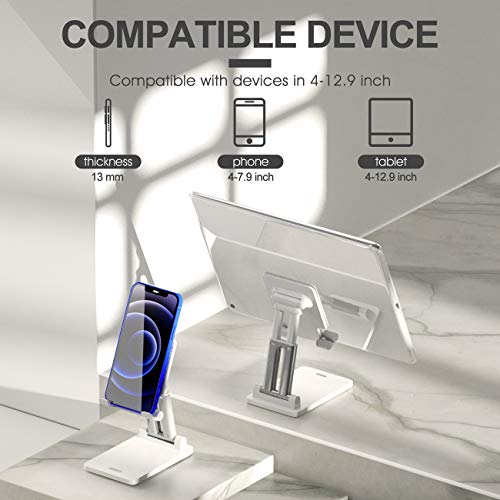 Adjustable Phone Stand, coonoe Foldable Cell Phone Holder for Desk Multi-Angle and Height Adjustable Universal Phone Dock Compatible with 4-9.7\