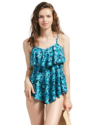 image for GRND Two Pieces Swimsuit for Women High Waisted Tankini Ruffle Top Swi