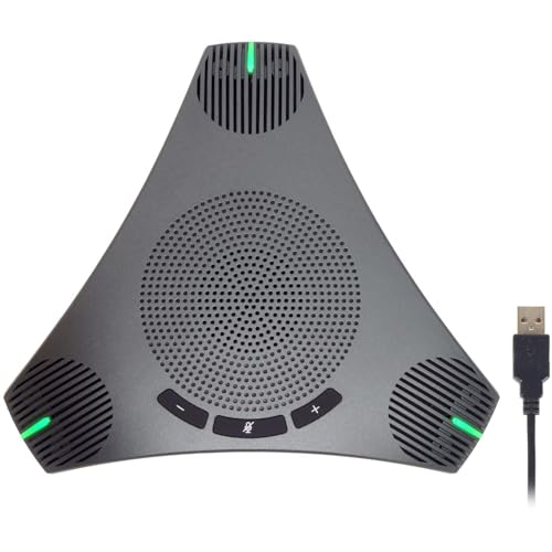 Conference Speaker and Microphone - 360° Omnidirectional USB Speakerphone with USB Hub, Features Noise Reduction and Echo Cancellation, Ideal for 8-10 People in Business Conferences and Home Offices.
